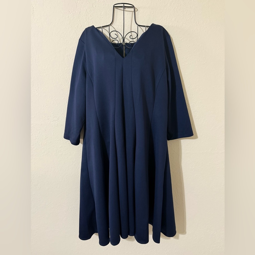 Lane Bryant Blue A-Line V-Neck Dress